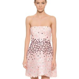 Monique Lhuillier Floral Paillette Strapless Dress